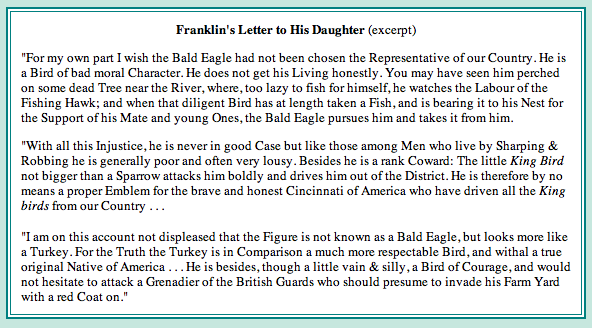 franklins letter about turkey over eagle